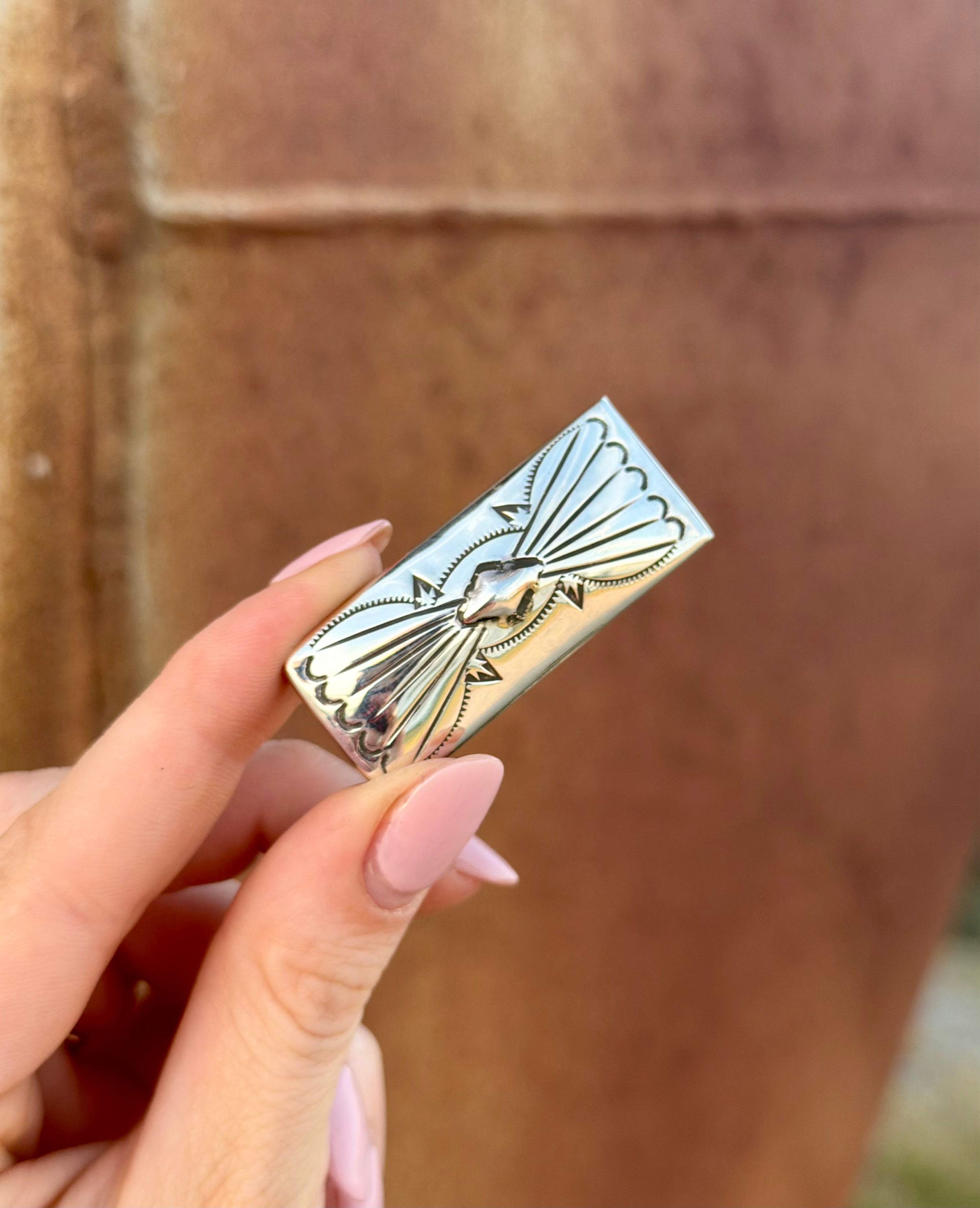 Silver Hand Stamped Money Clip
