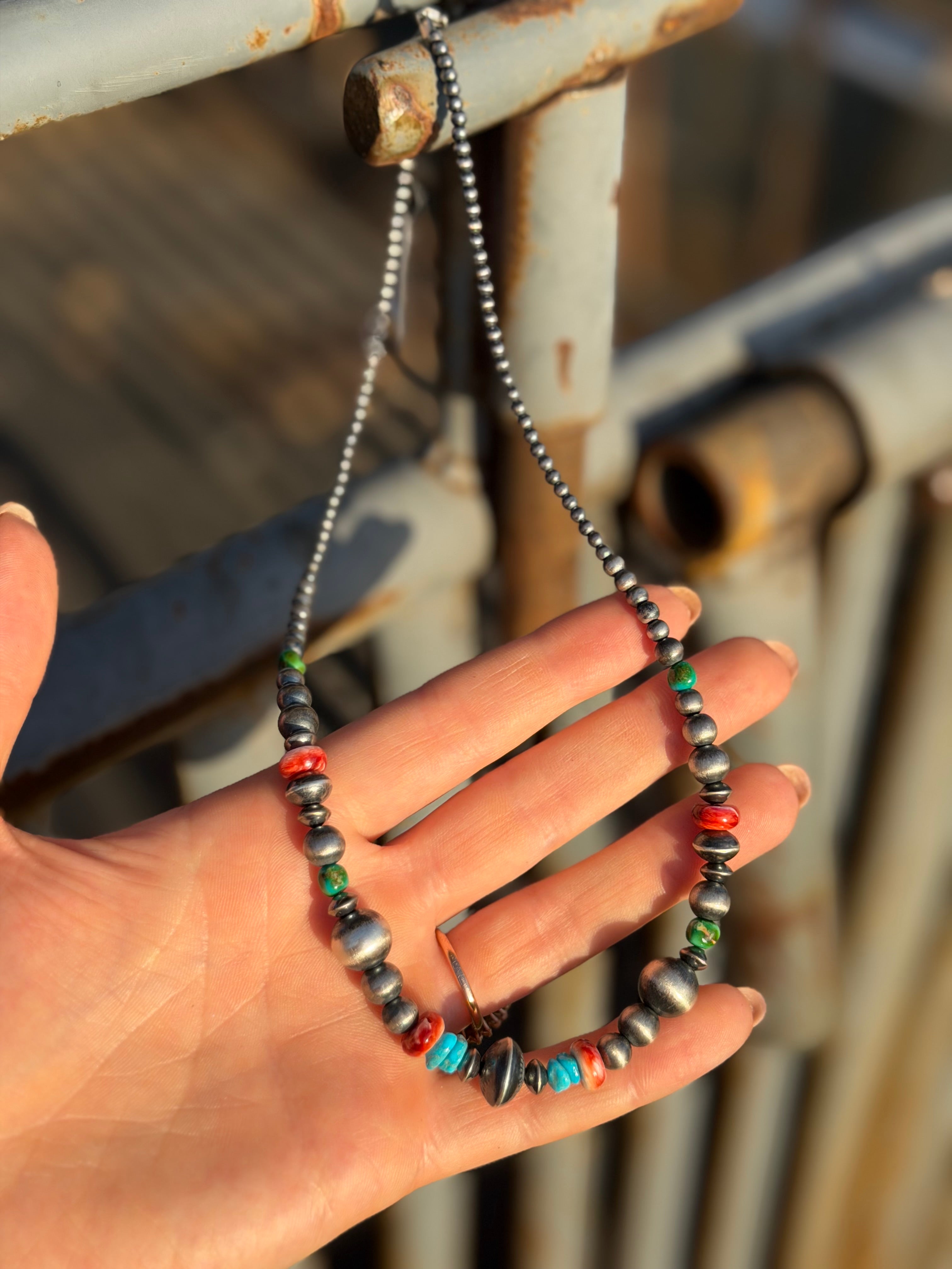 Multi Colour Silver Pearl Necklace