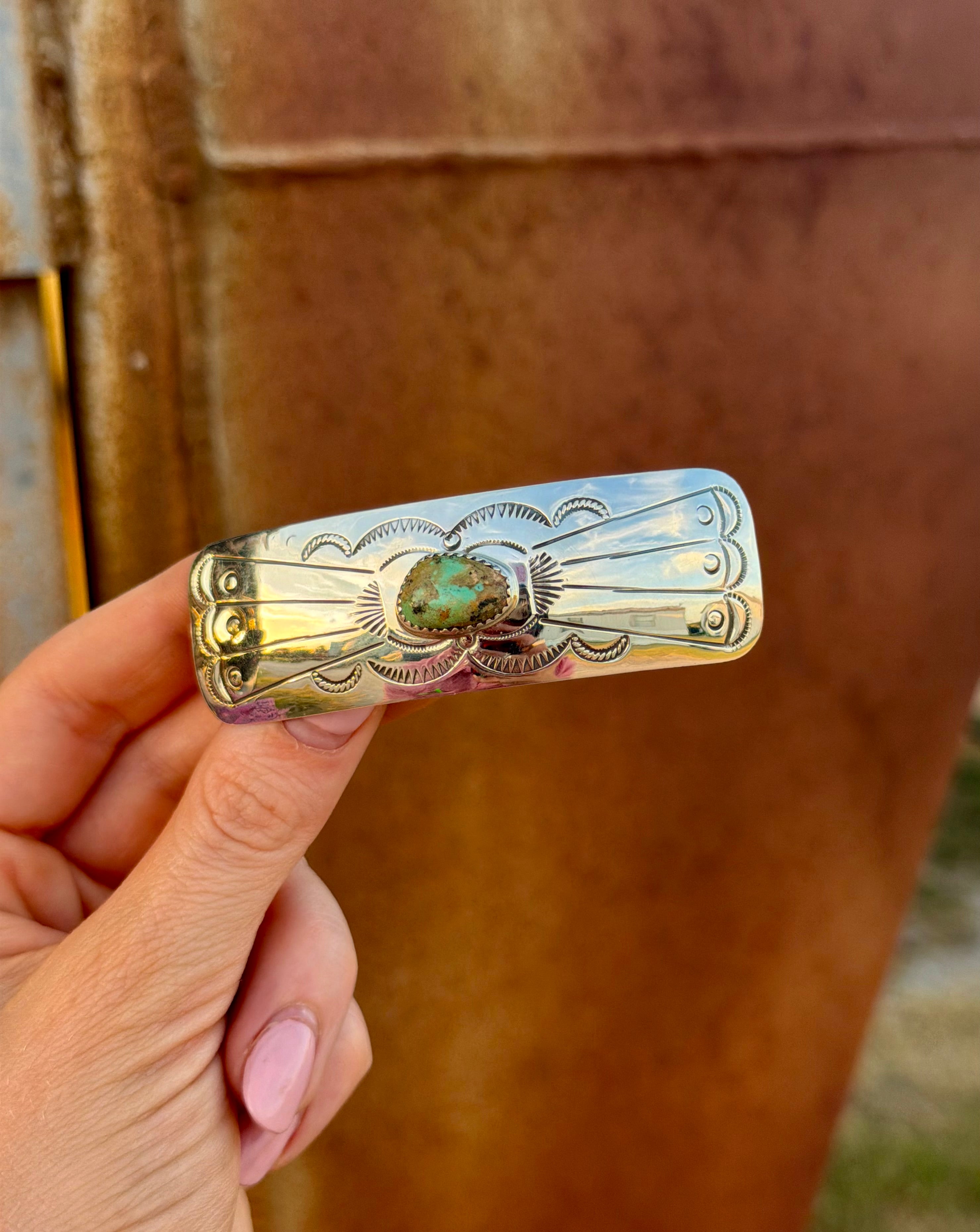 Navajo Silver & Turquoise Hair Clip