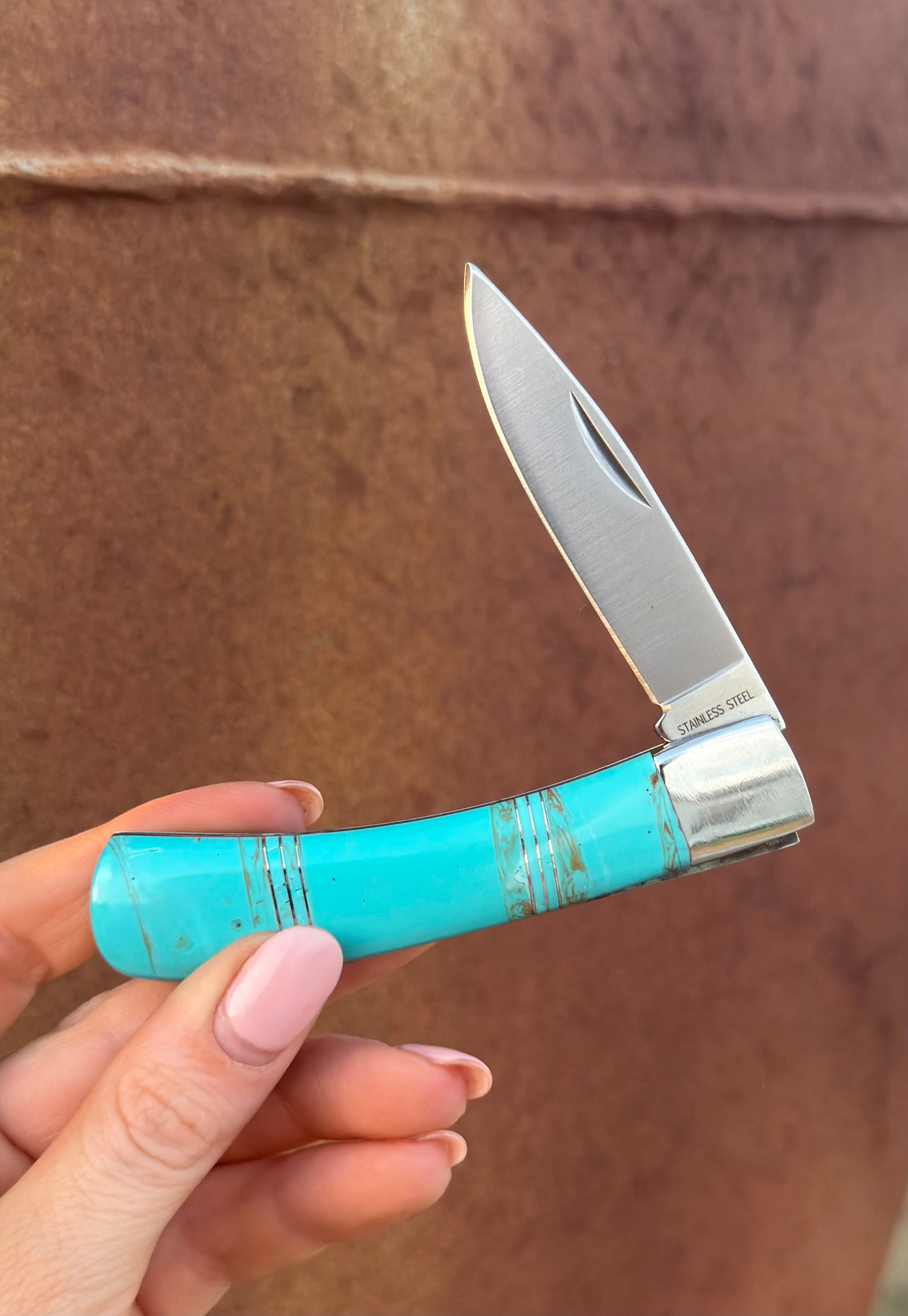 Turquoise Inlay Pocket Knife