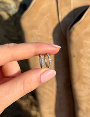 Simple Pave Setting Hoop Earrings: Silver / 1.6 cm