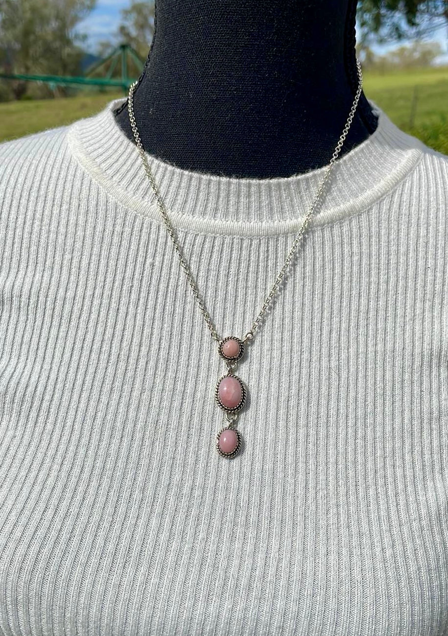 Rosary Necklace Pink Opal