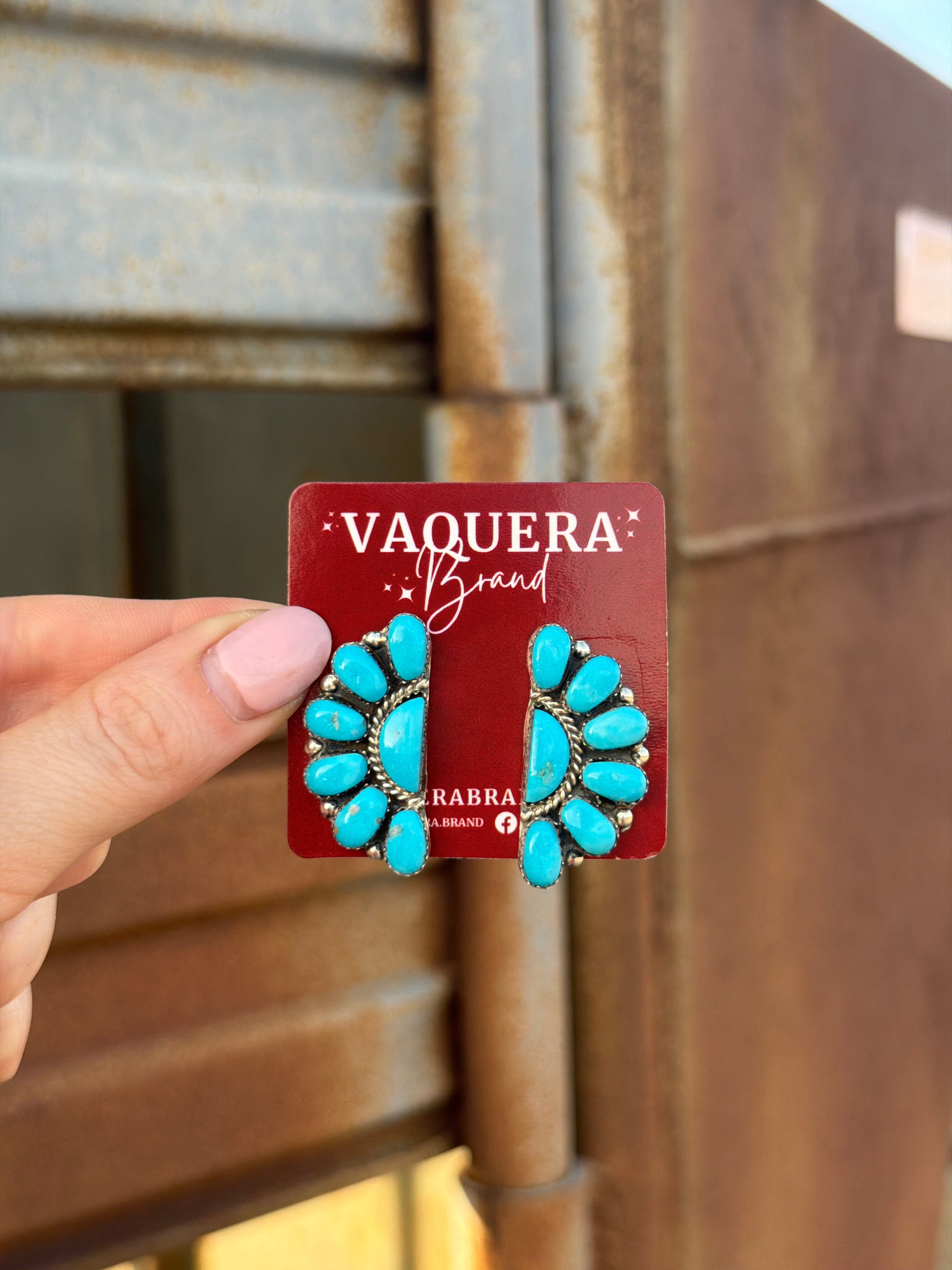 Navajo Kingman Turquoise Half Cluster Earrings