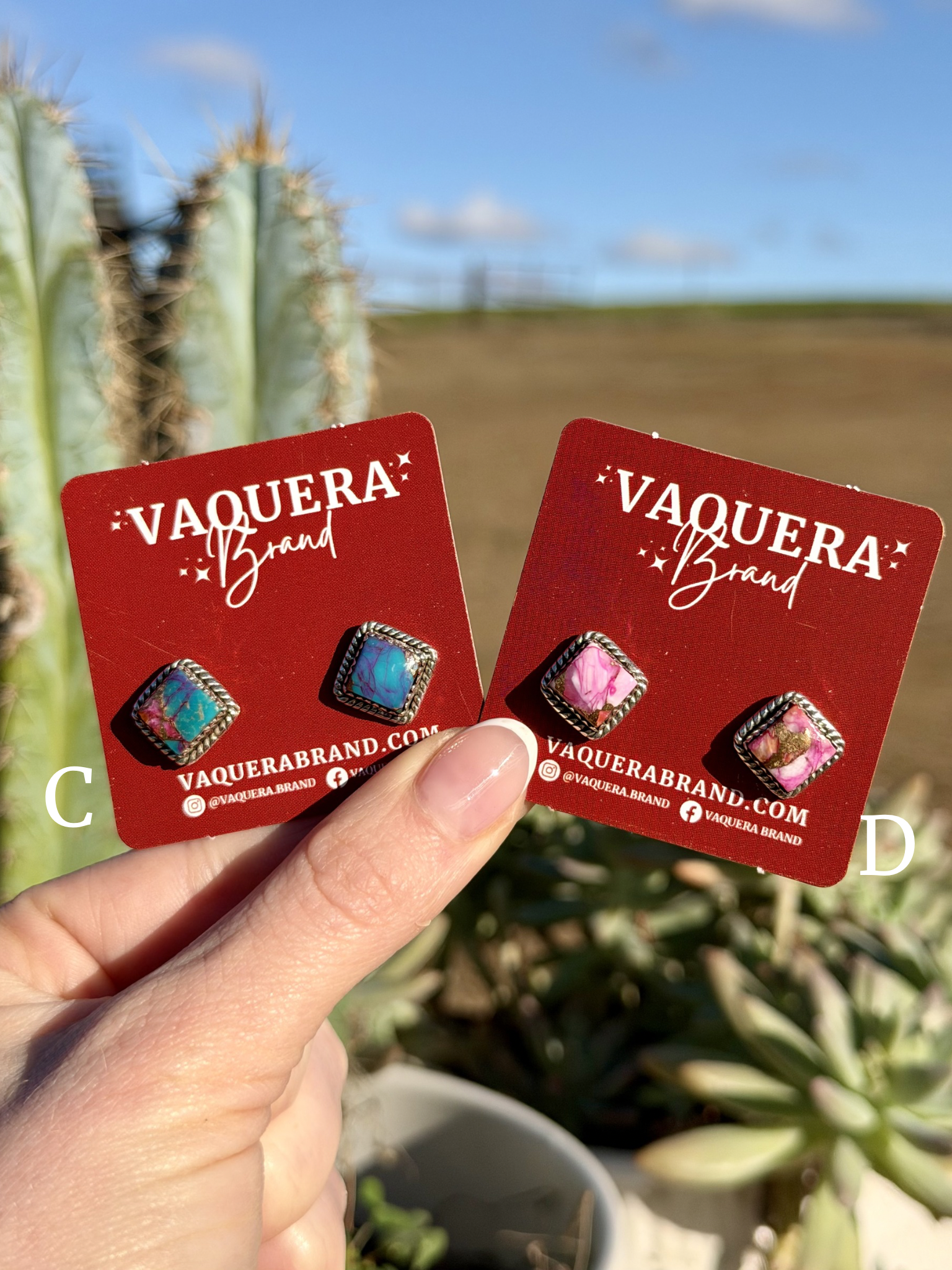 Square Studs Pink Dahlia