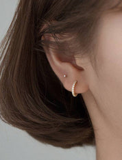 Simple Pave Setting Hoop Earrings: Gold / 1.2 cm