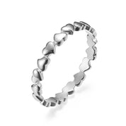 Dainty Heart Stacking Band Ring in Silver