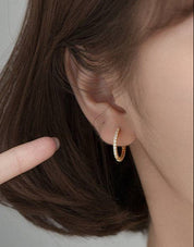 Simple Pave Setting Hoop Earrings: Gold / 1.6 cm