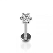 Flower Cubic Zirconia Flat Back Studs Titanium