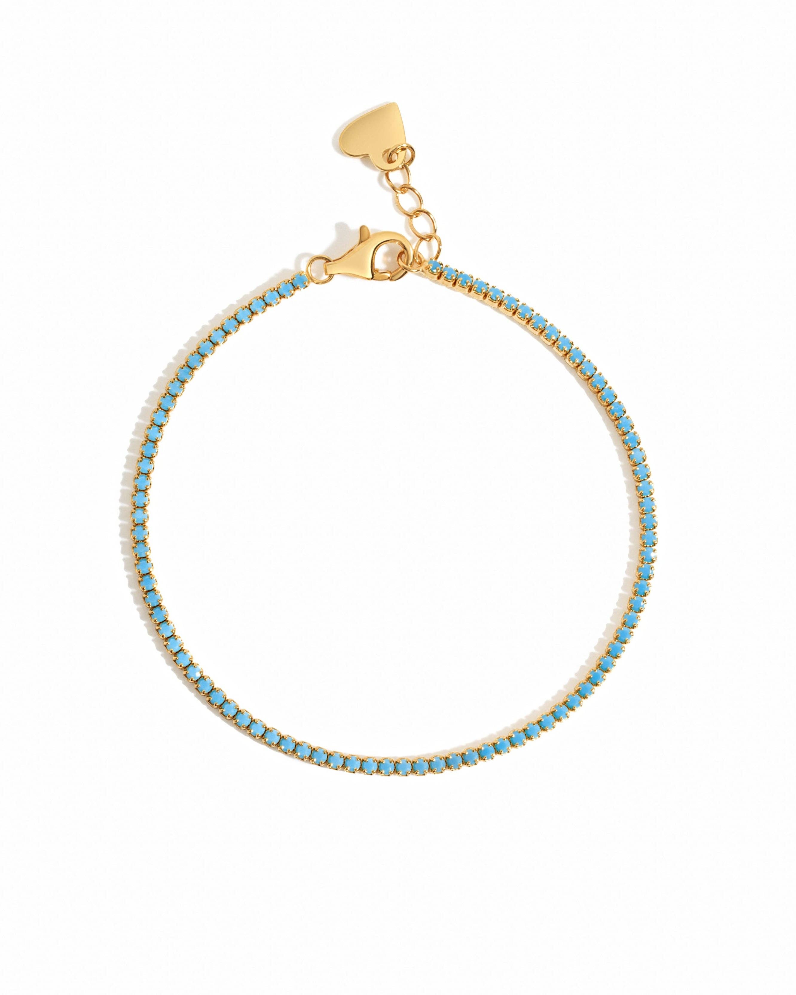 Turquoise Tennis Bracelet: Gold