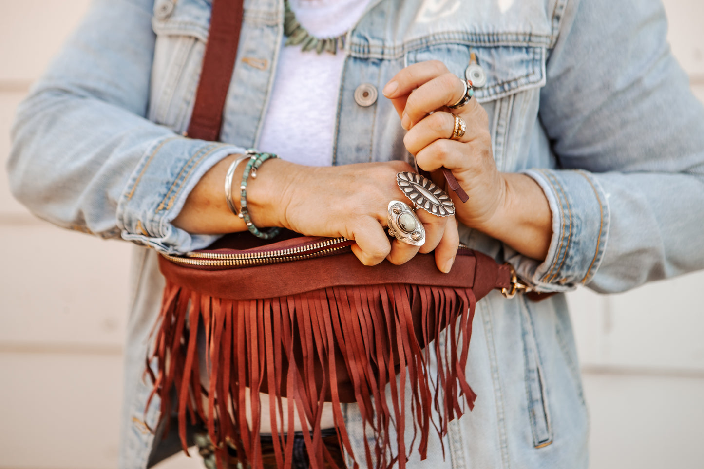 Zoe Removable Fringe Suede Sling Bag Maroon