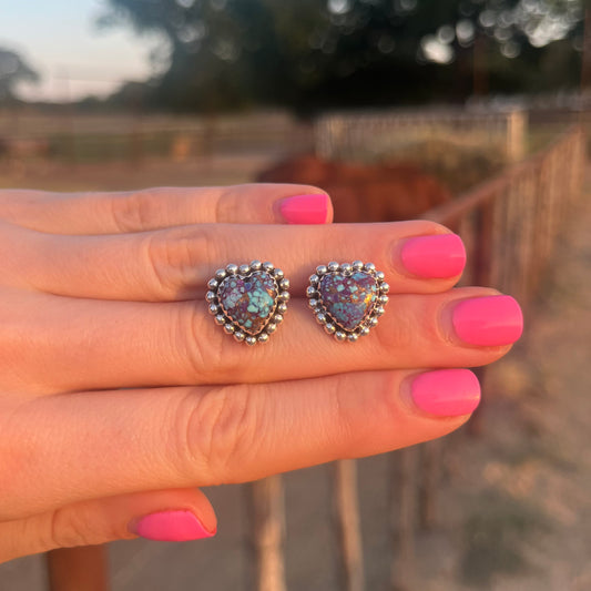 Purple Mojave Heart Studs