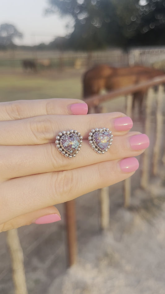 Purple Mojave Heart Studs