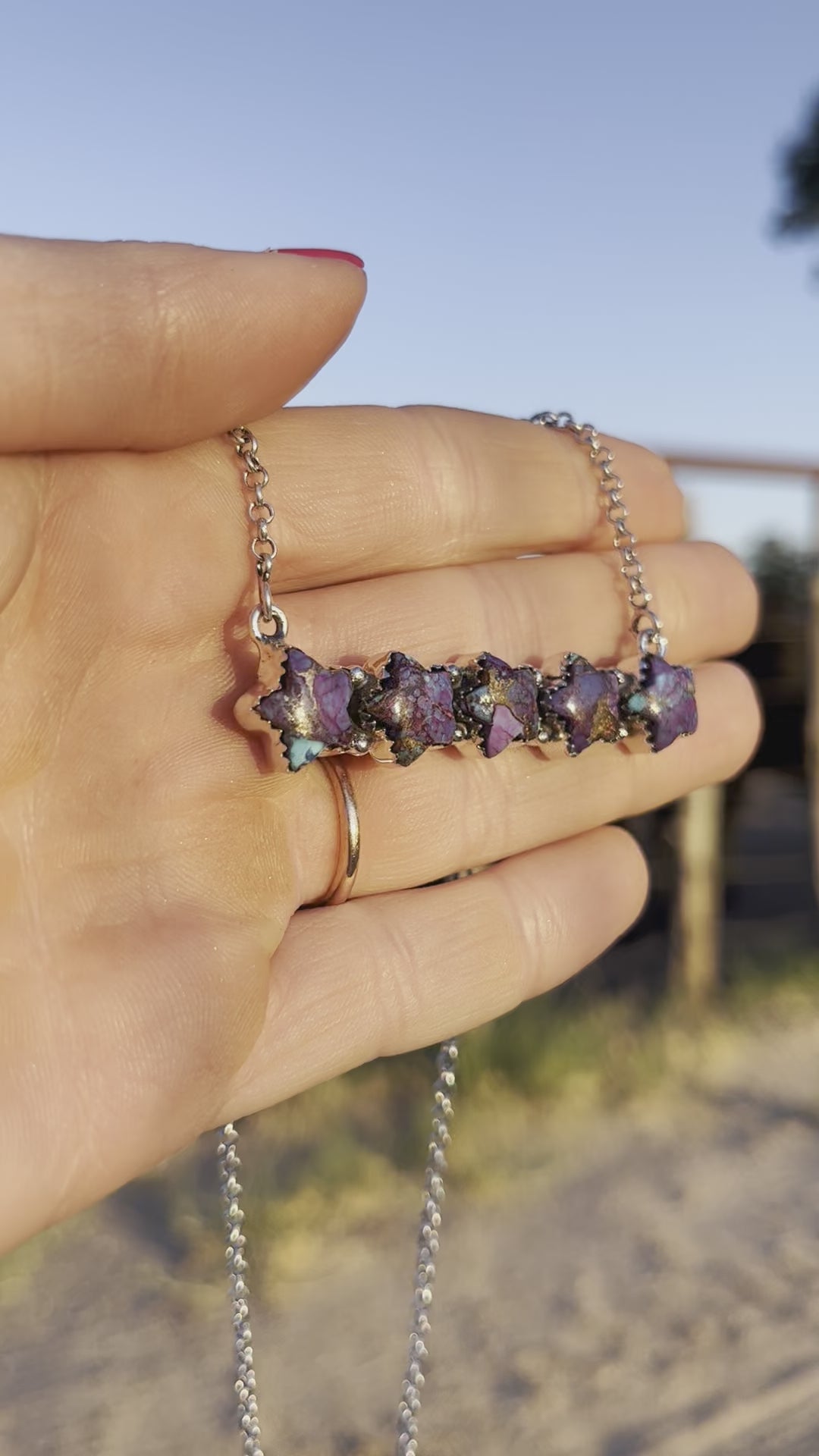 Star Bar Necklace Purple Mojave