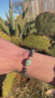 Champbell Turquoise & Silver Navajo Pearl Bracelet