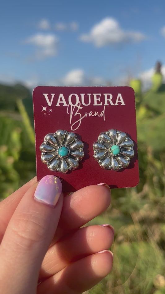 Peony Studs Kingman Turquoise