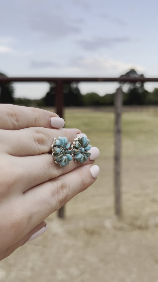 Turquoise Flower Studs