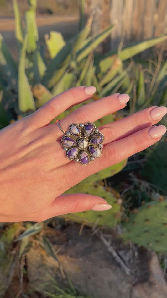 Violet Rose Adjustable Flower Ring