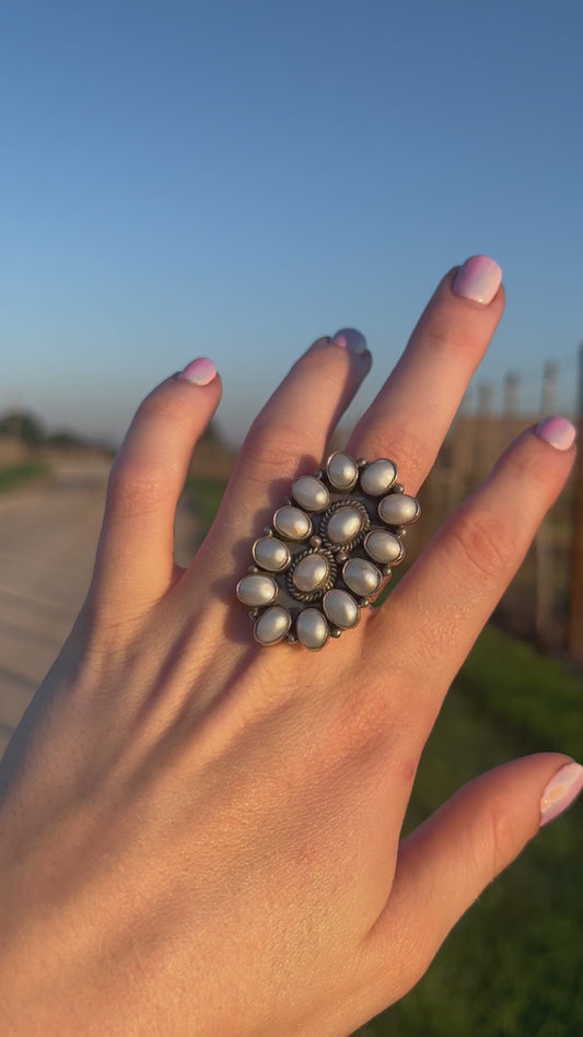 Mother Of Pearl Adjustable Ring