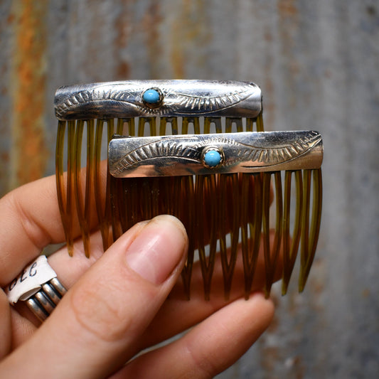 Navajo Hair Comb with Turquoise