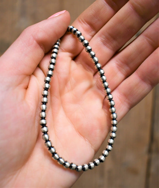 4mm 14inch Silver Pearl Necklace