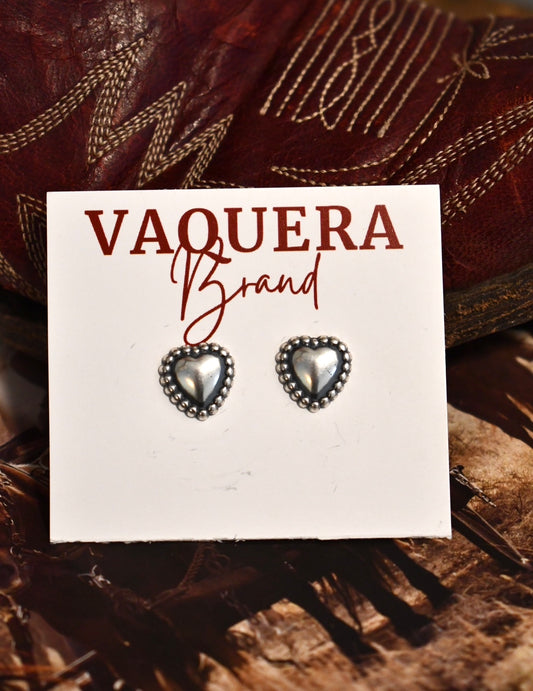 Silver Heart Studs